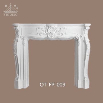 Artistic plaster fireplace with flower carving OT-FP-009