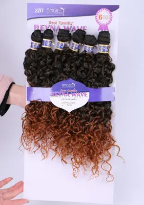 xuchang dadi factory wholesale reyna wave 6pcs synthetic hair weaving,ombre color double weft synthetic hair extensions