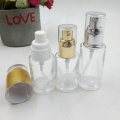 Clear glass cosmetic spray bottles with PP caps