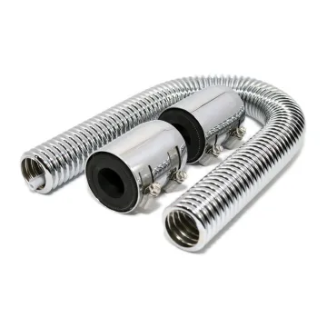 24 Inch Chrome Polished Stainless Steel Flexible Coolant Radiator Water Hose Kit