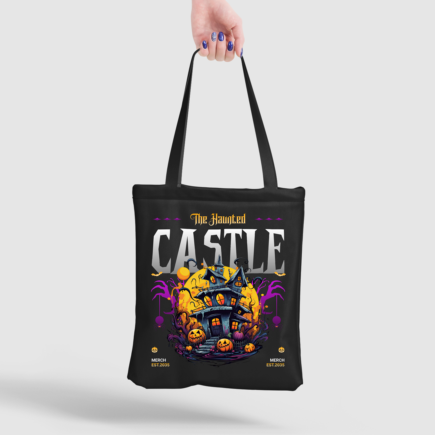 Halloween tema Spooky Nights Haunted Castle Tote Bag