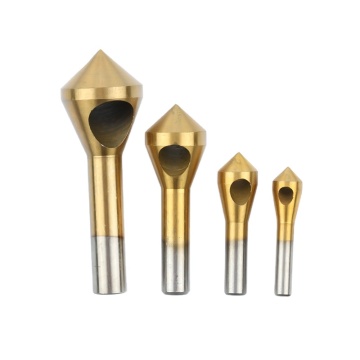 90 βαθμούς Titanium επικαλυμμένο HSS Countersink Drill Bit Σετ: 4 τεμάχια για ξύλο και μέταλλο με εξωτερικό εργαλείο Chamfer
