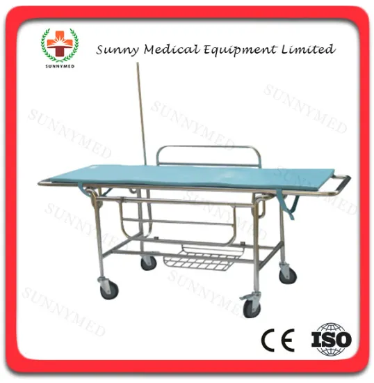 SY-R027 simple cheap Stretcher with Four Castors Stainless steel Stretcher