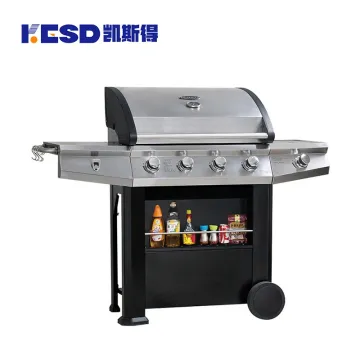 Portable 5 Burners Gas Griller Machine Commercial Smokeless Oven Barbecue Stove Gas BBQ Grill with Side Burner Toaster Oven