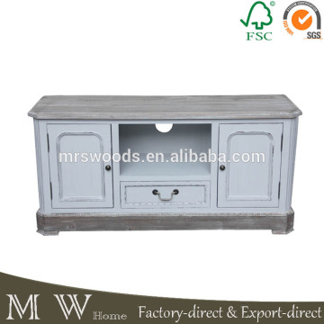 Shabby Chic Franse tv -tafel, woonkamer houten tv -tafel, dennenhout antieke tv -tafel