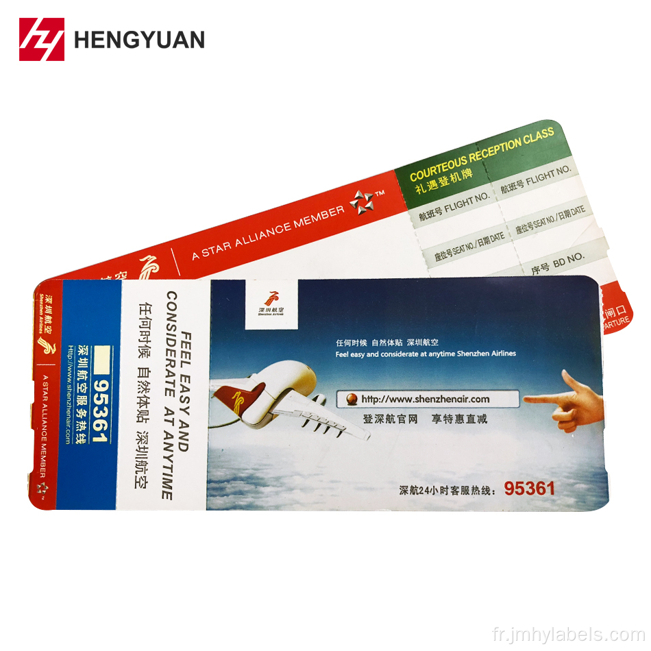 Étiquettes de bagages de papier d'embarquement des compagnies aériennes