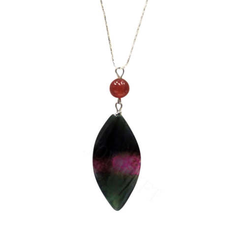 Natural Gemstone Agate Necklace with Silver Chain