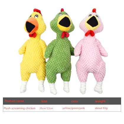 Colorful Screaming Chicken dog plush toy with sound