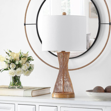 Nordic Style Rattan LED Table Lamp for Bedroom and Study Desk
