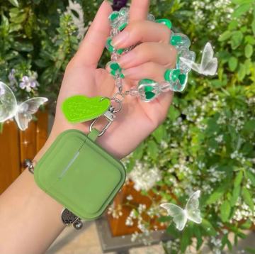 Mint Green Silicone Case for AirPods Pro 2nd/3rd Gen with Leather Chain