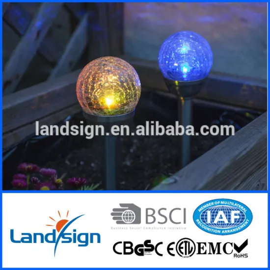 2016 new solar RGB led rechargeable light XLTD-721A solar garden powered glass ball lighting