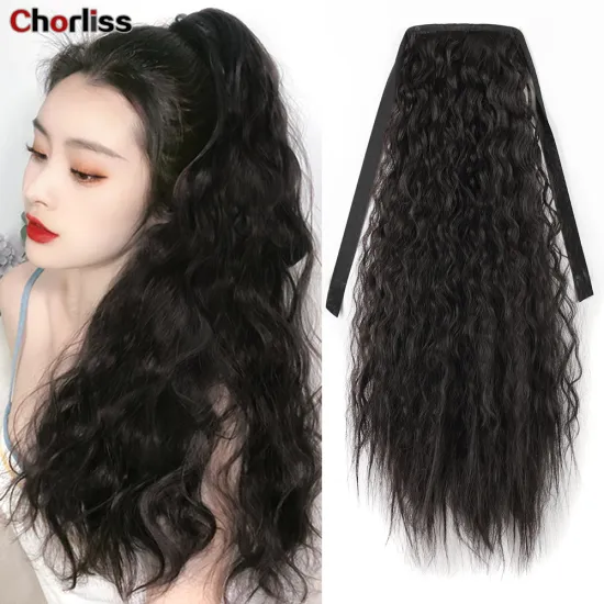 Hot Sale Fashion Wholesale Wrap Ponytail Hair Extensions Curly Weave Ponytail Hair Piece Synthetic Hair Clip Ponytail For Woman