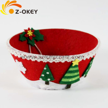 Decorative Christmas red felt bowl for putting candy 2014 hot sale
