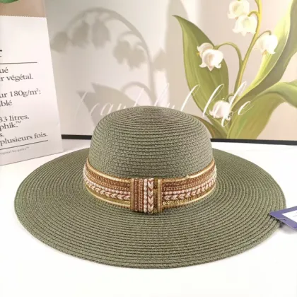 Retro Style Ladies Sun Hat - Hot Selling Summer Beach Sunscreen Grass Straw Boater Hat