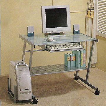 Glass Computer Table with Powder Coating