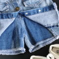 2021 Summer Baby Girl Skirt Fashion Children Denim Solid Color Button Jeans Shorts Culottes Girls Clothing for 3-7T Kids