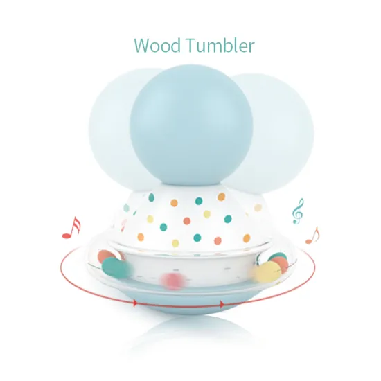 Non-Toxic Wooden Multifunctional Infants Toy: Cute Tumbler with Baby Cartoon Design for Early Education and Rattle