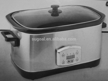 SuGoal New Large Square Digital Slow Cooker with Programmable Control, Stainless Steel