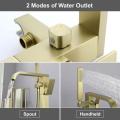 Brushed Gold Floor Mounted Brass Bathtub Filler Faucet