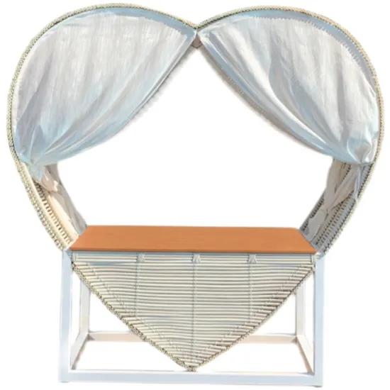 Wooden Heart Shape Resort Bench at Beach Outdoor Seating