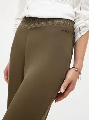 Hot sale ladies brown casual trousers