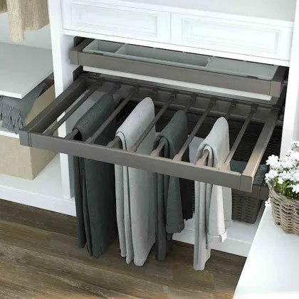 Push-Pull Damping Slide Rail Pants Organizer Rack