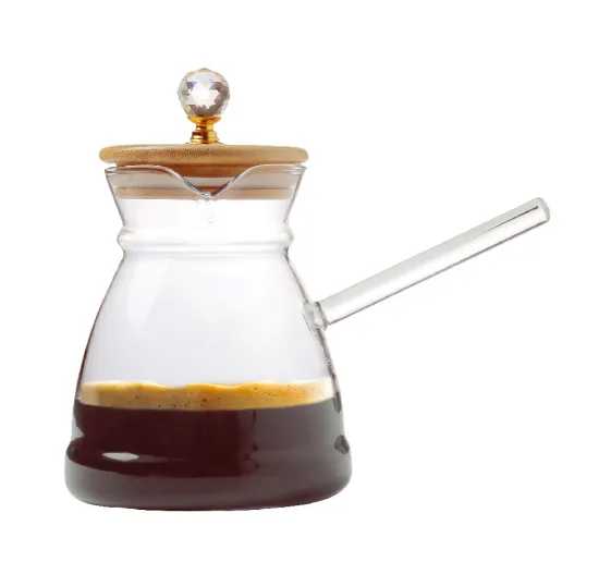 Glass teapot with bamboo handle