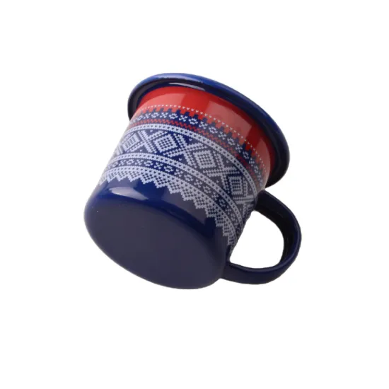 7cm Enamel Cup Metal Mug Custom Printing Wholesale Steel Cups with Floral Design