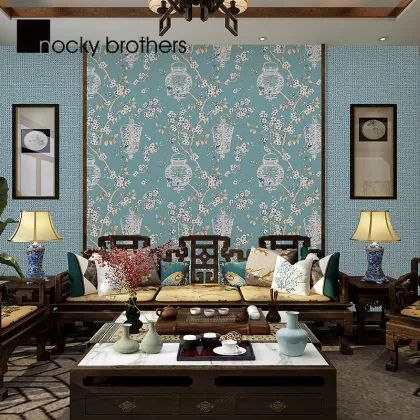 Old Style Chinese Rural Non Woven Wallpaper for Leisure Places