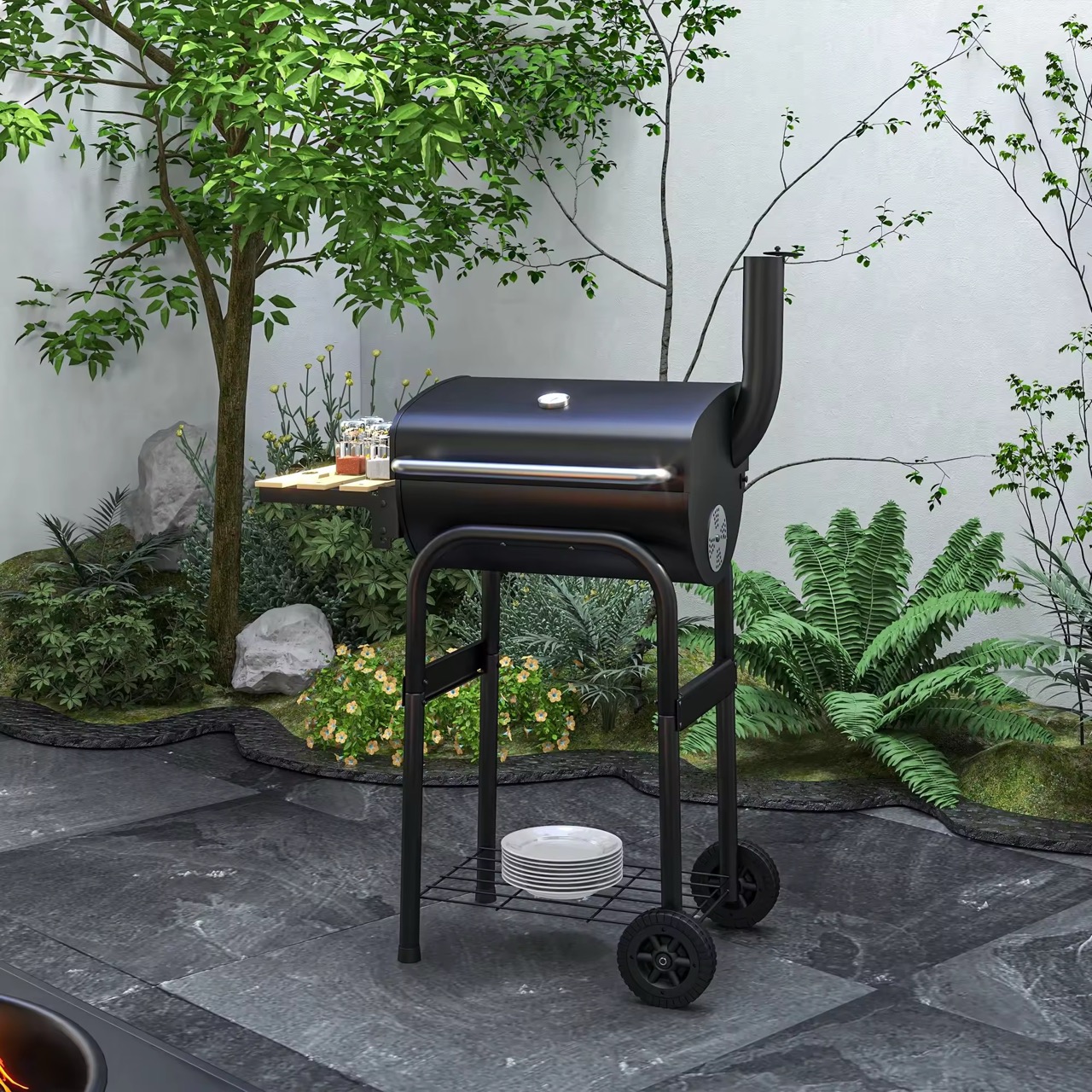 Portable charcoal barbecue grill