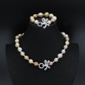 Desain Baru Baroque Freshwater Pearl Necklace Bracelet Sets