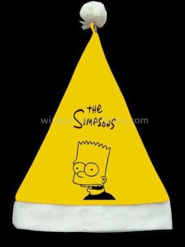 christmas yellow hat with Simpson face,with the cartoon character