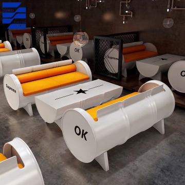 Glamorous Industrial Oil Barrel Dining Table and Chair Set