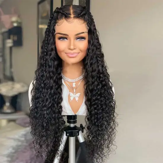 Gorgeous 100% Brazilian Black Human Hair Blend Lace Front Wig,Baby Humam Luxury Hair Wig,30 Inch Curly Lace Frontal Wig