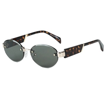 Lunettes de soleil ovales unisexes vintage Y2K sans monture avec revêtement AR