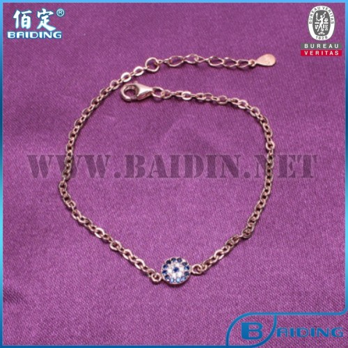 925 sterling silver gold tennis design evil eye bracelet with aaa cz stone