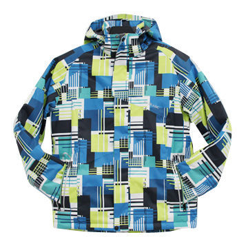 Ski jackets, made of 150 x 150D printed twill and PU coating, available in S to XXXL sizes