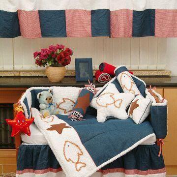 100 Percent Cotton Baby Crib Bedding Set with Applique Design