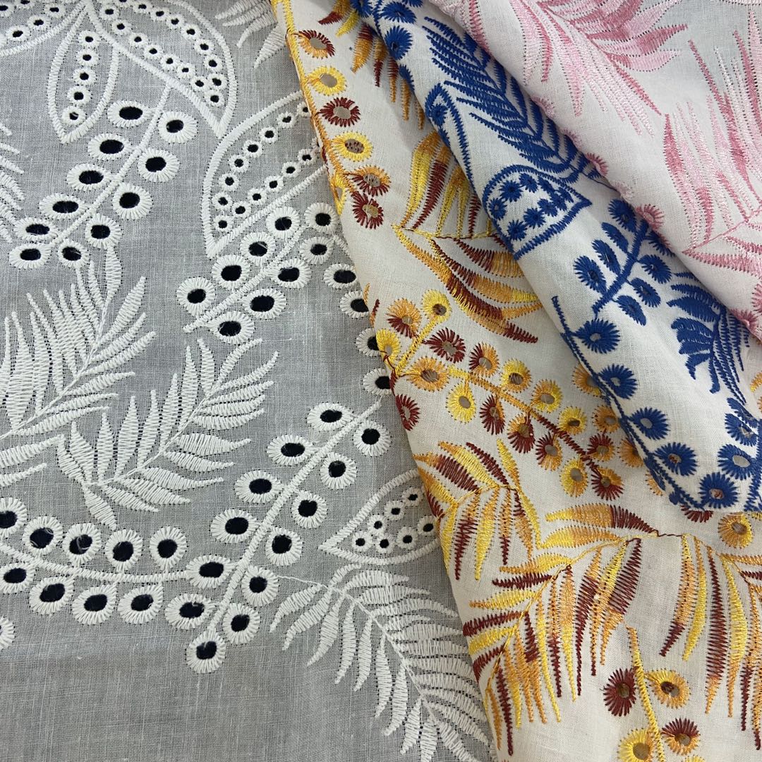 colorways of Eyelet Embroidery Fabric