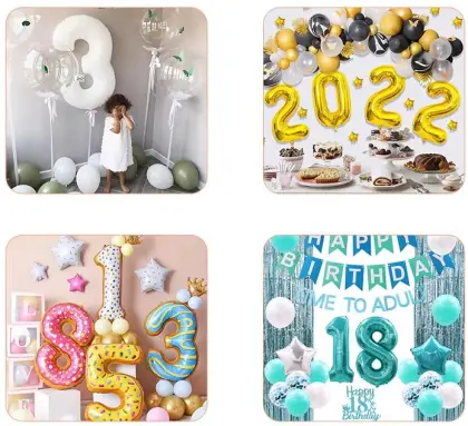 Aluminum Foil Number Balloons for Birthday Party Decorations