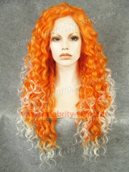Orange with White Tipped Drag Queen Rupaul Synthetic Lace Front Wig