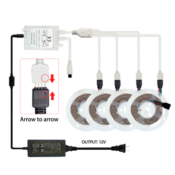 RGB SMD 2835 44KEY IR रिमोट कंट्रोल एलईडी स्ट्रिप लाइट्स किट - 20 मीटर डीसी पावर सप्लाई