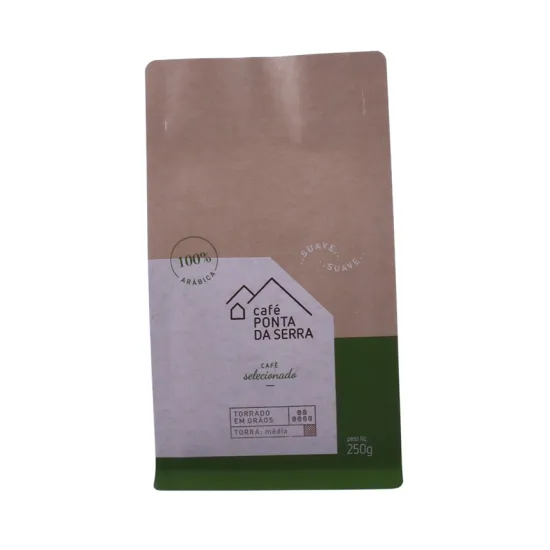 Compostable Foil Stamping Custom Block Bottom Coffee Bag