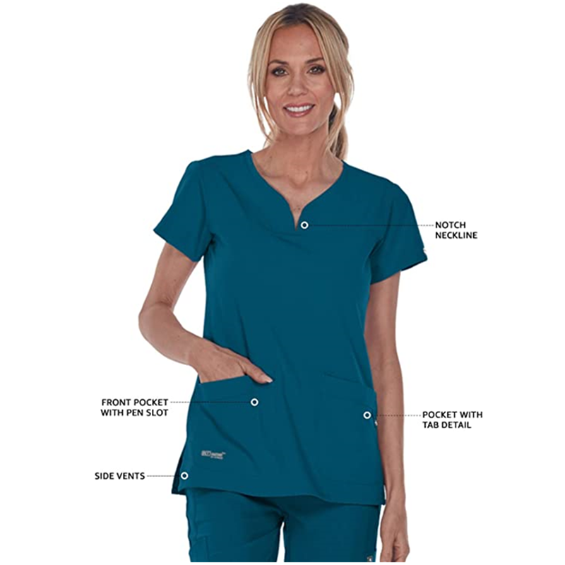 Women S 2121 Two Pocket Notch Yoke Neck Scrub Top5