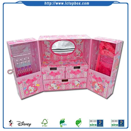 Handmade Cardboard Kitty Cartoon Children Jewelry Set Box