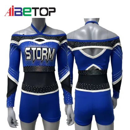 Blue and White Varsity Cheerleading Uniforms