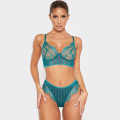 Conjunto de lingerie de malha 2 tiras transparentes