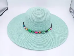SS24 Wide brim straw hat with unusal beads