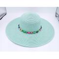 SS24 Wide brim straw hat with unusal beads