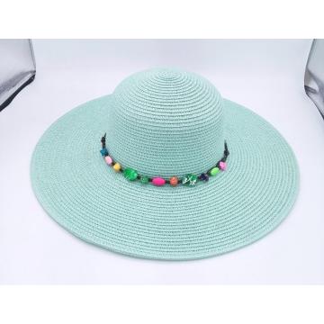SS24 Wide brim straw hat with unusal beads
